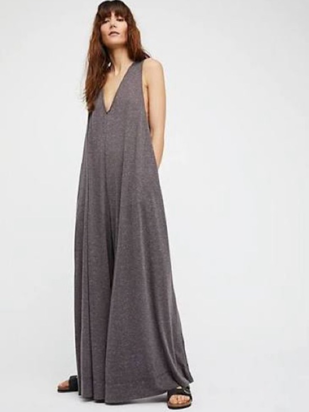 FP BEACH Fulton Jumpsuit Sleeveless Wide-Leg Gray Sz S